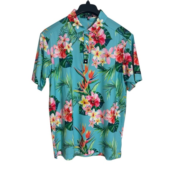 Bad Birdie Tropical Floral Polo Golf Shirt Size XL